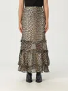 Ganni Animal Print Flared Layered Leopard Skirt In Brown