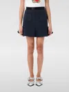 Ganni Navy Heavy Fleece Miniskirt In Himmelblau