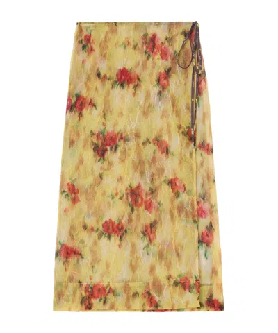 Ganni Skirt In Colour-block Patchwork In Neutral