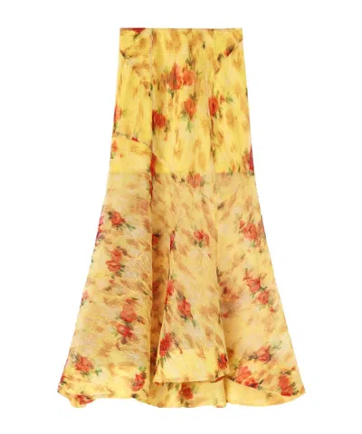 Ganni Skirt In Printed Shibori Organza In Multi