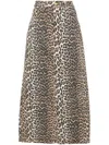 Ganni Leopard Print Long Skirt In Multicolor