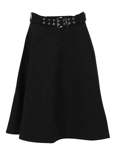 Ganni Recycled Blend Belted Wrap Skirt In Black