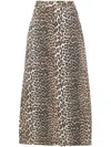 Ganni + Net Sustain Leopard-print Organic Denim Maxi Skirt