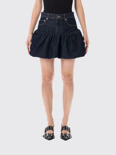 Ganni Mini Organic Cotton Skirt In Blue