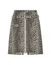 Ganni Beige & Black Cotton Tweed Midi Skirt