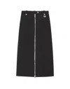Ganni Zip-up Crepe Midi Skirt In Black
