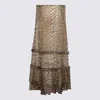Ganni Animal Print Flared Layered Leopard Skirt In Brown