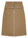Ganni Camel-colored Cotton Utilitarian Midi Skirt In Brown