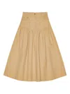 Ganni Womens Pale Khaki Summer Suiting Gathered Cotton And Linen Midi Skirt In Nude