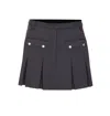 Ganni Womens Phantom Pleated Faux-crystal Buttons Scuba Mini Skirt In Gray