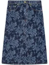 Ganni Lazer Cotton Denim Midi Skirt In 566 Mid Blue