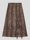 Ganni Leopard Printed Elasticated Maxi Skirt In Almondmilk