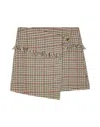 Ganni Checked Wrap Mini Skirt In Beige