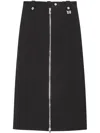 Ganni Zip-up Crepe Midi Skirt In Black