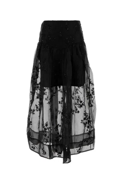 Ganni Embellished Organza Maxi Skirt In Black