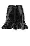 Ganni Women Black Synthetic Leather Mini Skirt In Black