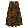 Ganni Tiger-print Denim Maxi Skirt In Brown