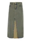 Ganni Maxi Grey Skirts With Slit At The Front In Denim Woman In Grey