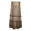 Ganni Animal Print Flared Layered Leopard Skirt In Brown