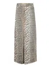 Ganni Leopard Print Long Skirt In Multicolor