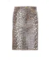 Ganni Leopard Print Mini Denim Skirt In Multicolour