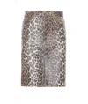 Ganni Leopard Print Mini Denim Skirt In Multicolour