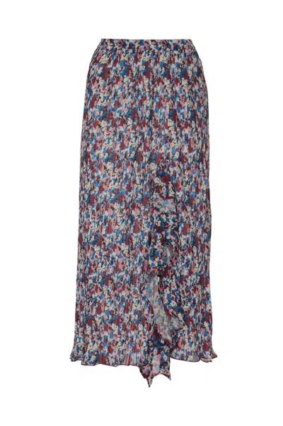Ganni Printed Georgette Midi Skirt In Multicolour