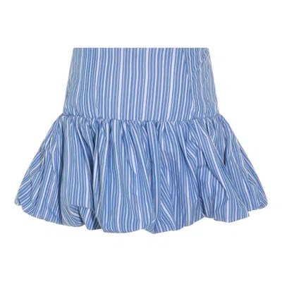Ganni Womens Nouvean Navy Striped Cotton Mini Skirt In Blue