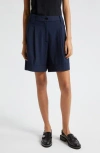 Ganni Sky Captain Cuff Walking Shorts In Sky Captain