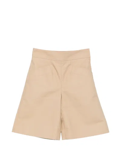 Ganni Slash-pocket Shorts In Neutral