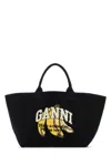 Ganni Borsa Shopping In Tela Ardesia  Donna