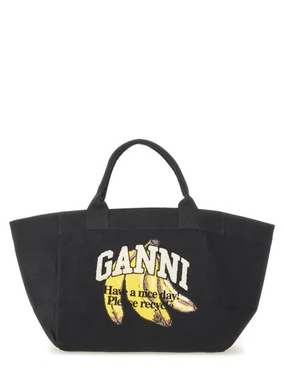 Ganni Slate Canvas Shopping Bag