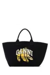 Ganni Borsa Shopping In Tela Ardesia  Donna
