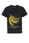 Ganni Crew-neck Cotton T-shirt With Banana Print In Gray