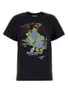 Ganni Graphic Print Crew Neck Short Sleeve Top In Black