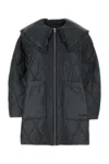 Ganni Womens Black Sand Shiny Quilted Recycled-nylon Jacket In Dark Grey