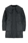 Ganni Womens Black Sand Shiny Quilted Recycled-nylon Jacket In Nero