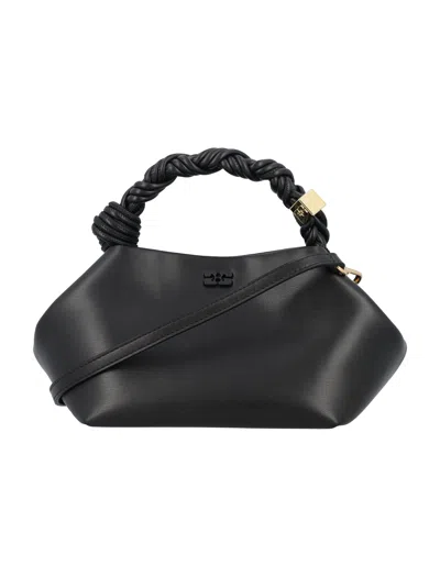 Ganni Sleek Leather Crossbody Bag For Women In Black