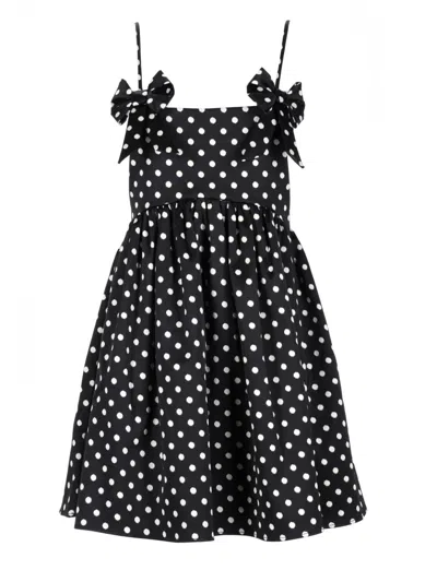Ganni Multicolor Recycled Polyester Casual Dress In Black