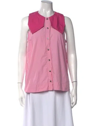Pre-owned Ganni Sleeveless Button-up Top In Pink