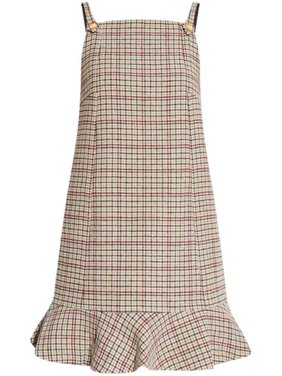 GANNI SLEEVELESS CHECKED MINIDRESS