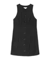 Ganni Sleeveless Twill Dress With Button Front In Black