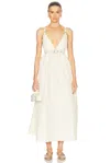 Ganni Stripe-pattern Midi Dress In Egret