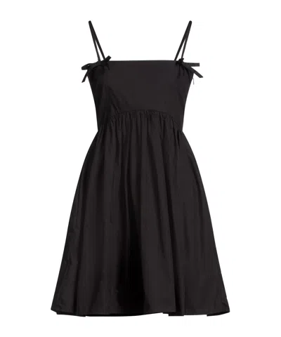 Ganni Sleeveless Flared Dress In Black