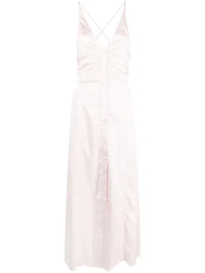 Ganni Lilac Satin Maxi Dress In Purple