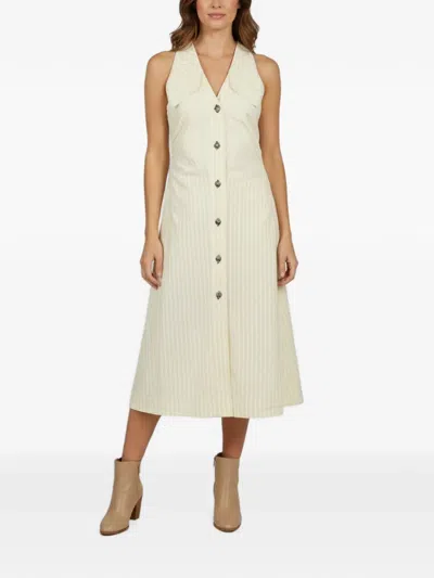 Pre-owned Ganni Sleeveless Midi Dress In Yellow