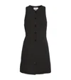 Ganni Sleeveless Twill Dress With Button Front In Black