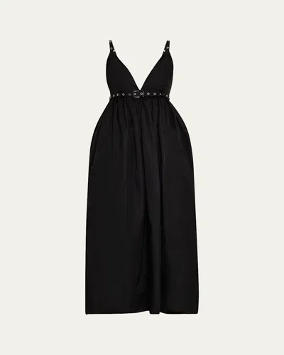 Ganni Sleeveless Plunge Empire Midi Dress