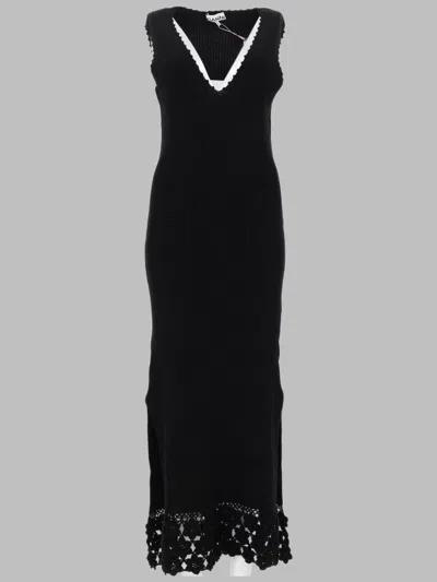 Ganni Sleeveless Ribbed Knit Midi Dress In Black