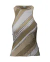 Ganni Sleeveless Striped Tank Top In Multicolor Viscose In Multi